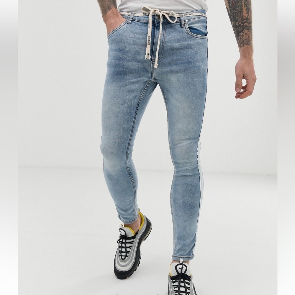 Night‎ Addict skinny jeans with taping and waist rope 34R